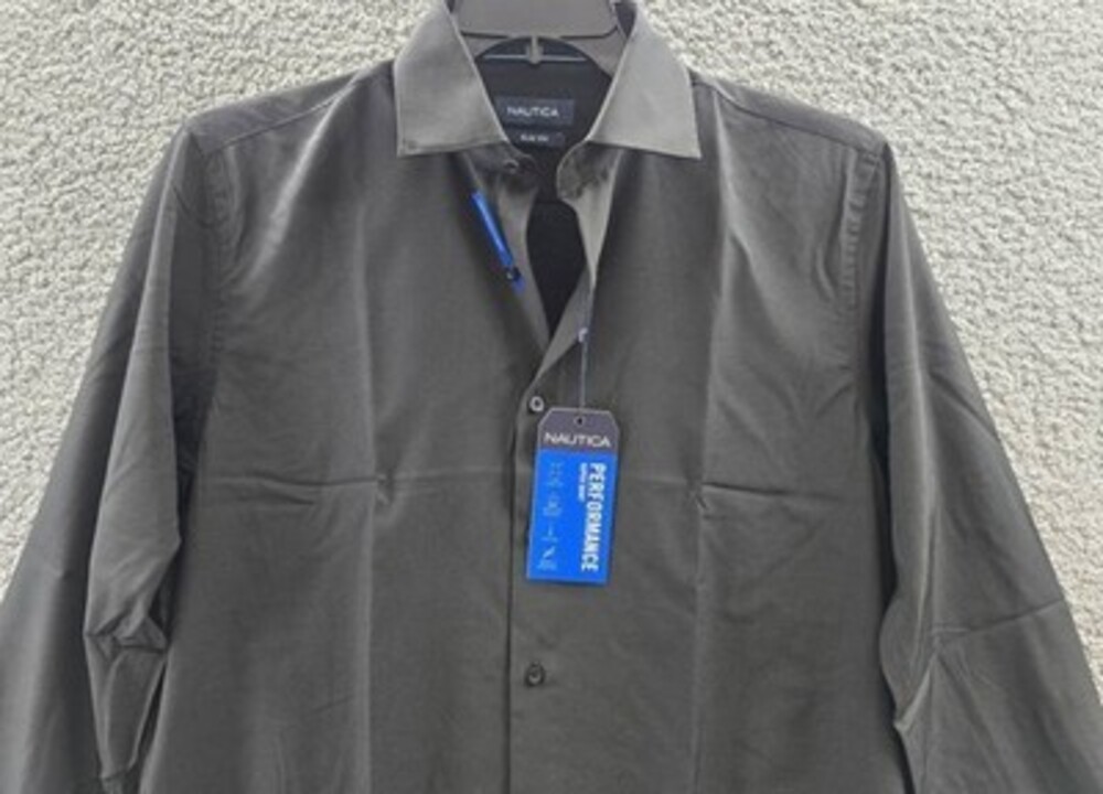 Nautica Slim-Fit Performance Supershirt Dress Shirt Men's 15-15.5 34/35 Black - Picture 5 of 13